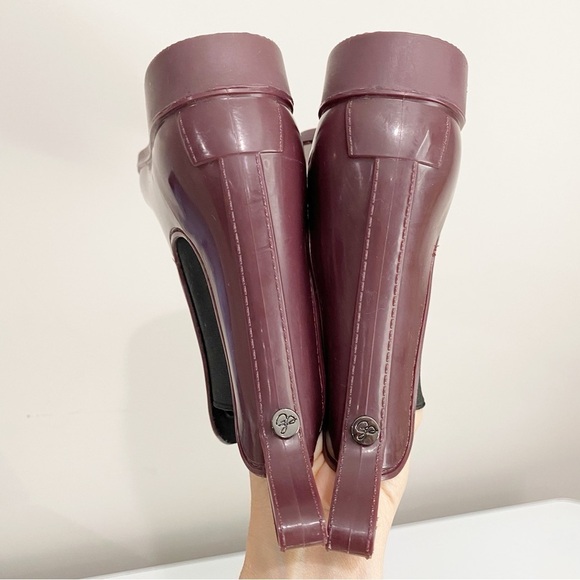 SAM EDELMAN Tinsley Chelsea Rubber Rain Bootie Sangria Size 7 - Picture 8 of 14